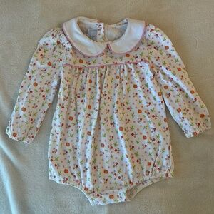 Little English White Long-Sleeve Floral Pumpkin Bubble Romper